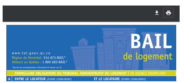 Imprimer bail sans logo tal